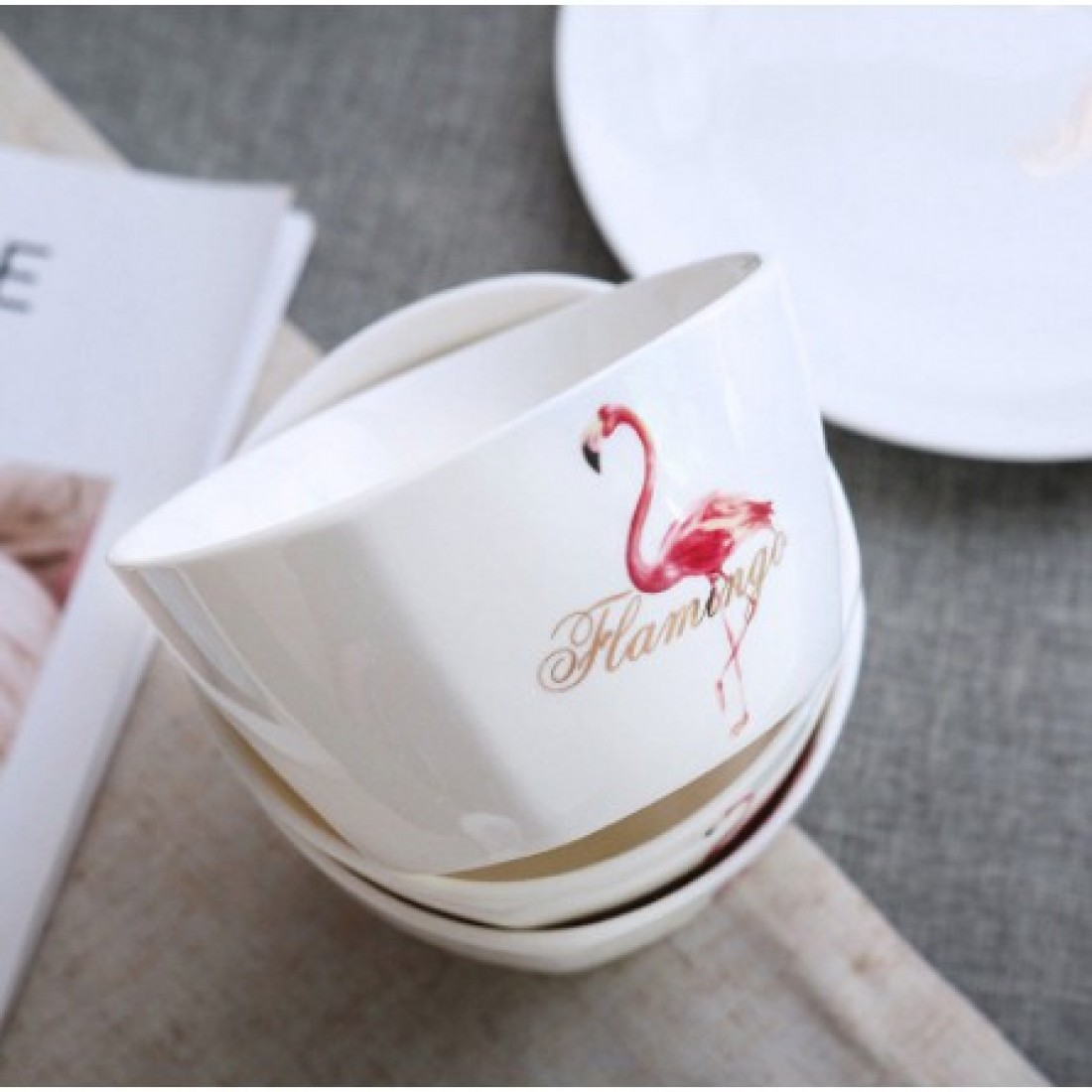 Creative Nordic Ceramic Flamingo Tableware Dish Spoon