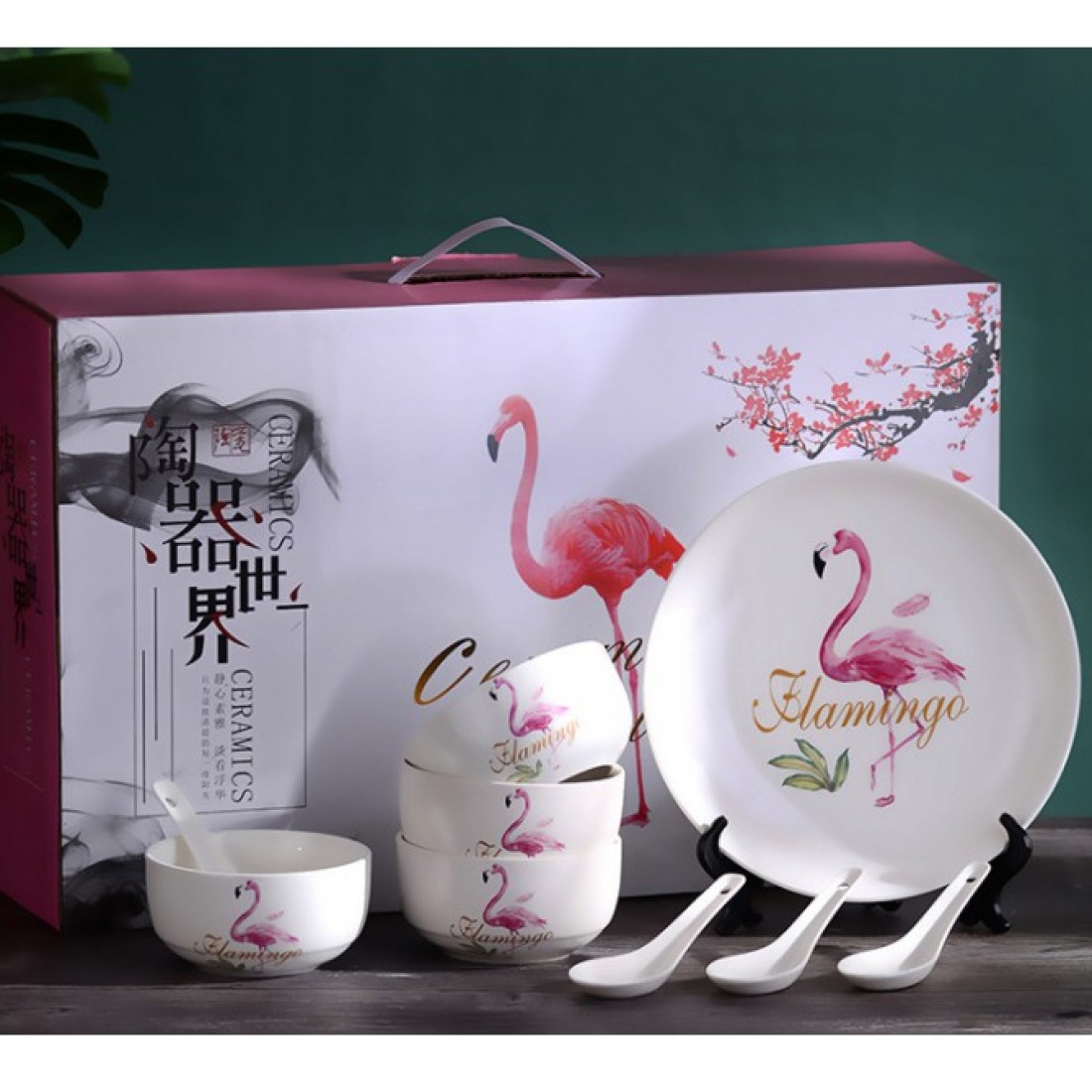 Creative Nordic Ceramic Flamingo Tableware Dish Spoon