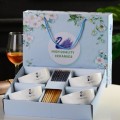 Ceramic Dinnerware Gift Set Swan Lake Bowl And Wooden Chopsticks