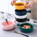 Nordic Ceramic Bowl With Handle Baked Rice Bowl Baking Grilled Bowl Pasta Plate Tableware For Oven