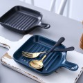 Nordic Style Ceramic Pan With Handle Ceramic Baking Bakeware Breakfast Plate Grill Plate