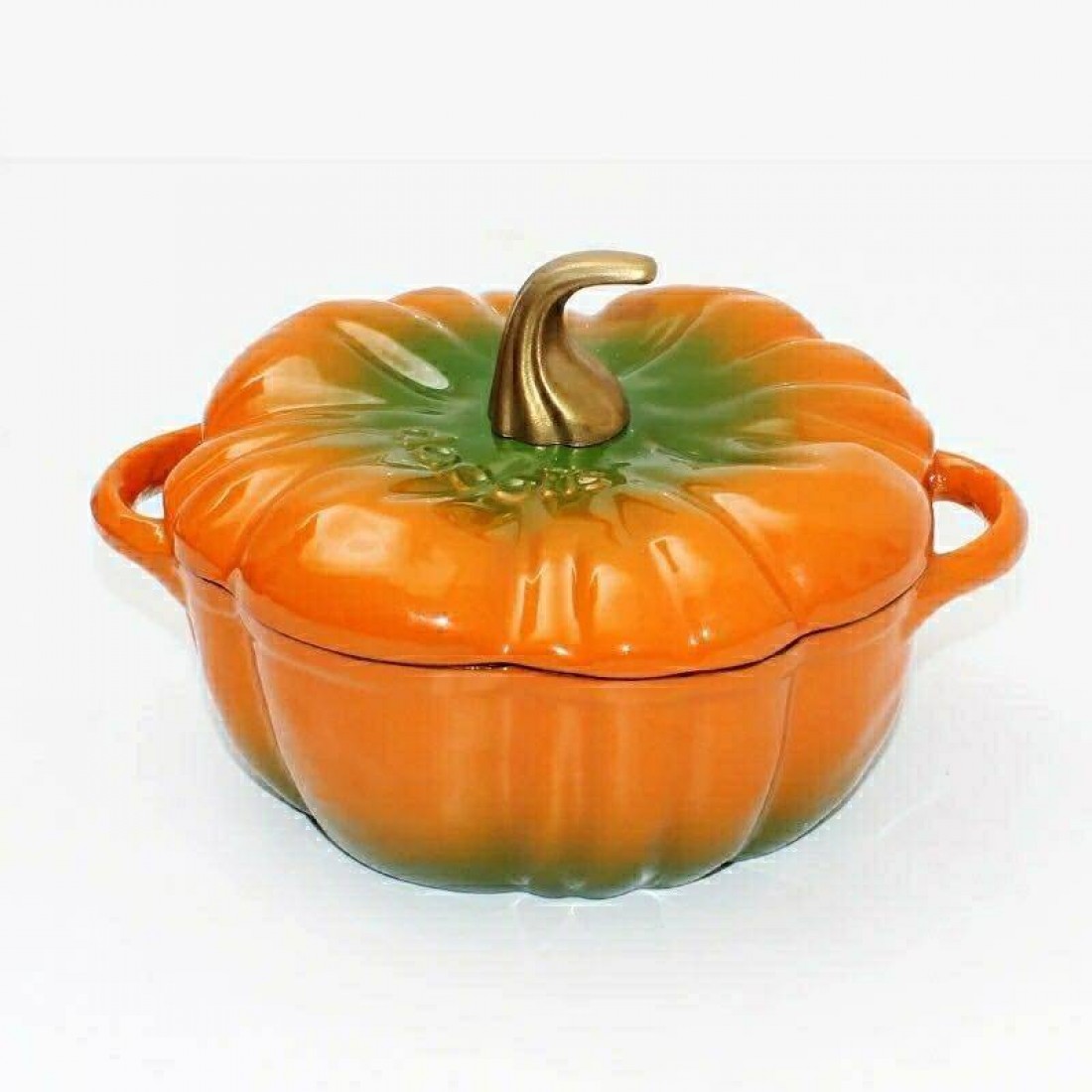 Cast Iron Casserole Non-Stick Pumpkin Shaped Pot Stew Pot