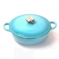 24cm 3.1L Enamel Iron Cast Traditional Soup Pot | Round Saucepan Seafood Pot Pan Wok | Marmite Mommy Pot