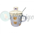 330ml Ceramics Bear Mug With Lid Spoon Cawan Seramik Beruang Kids Gift