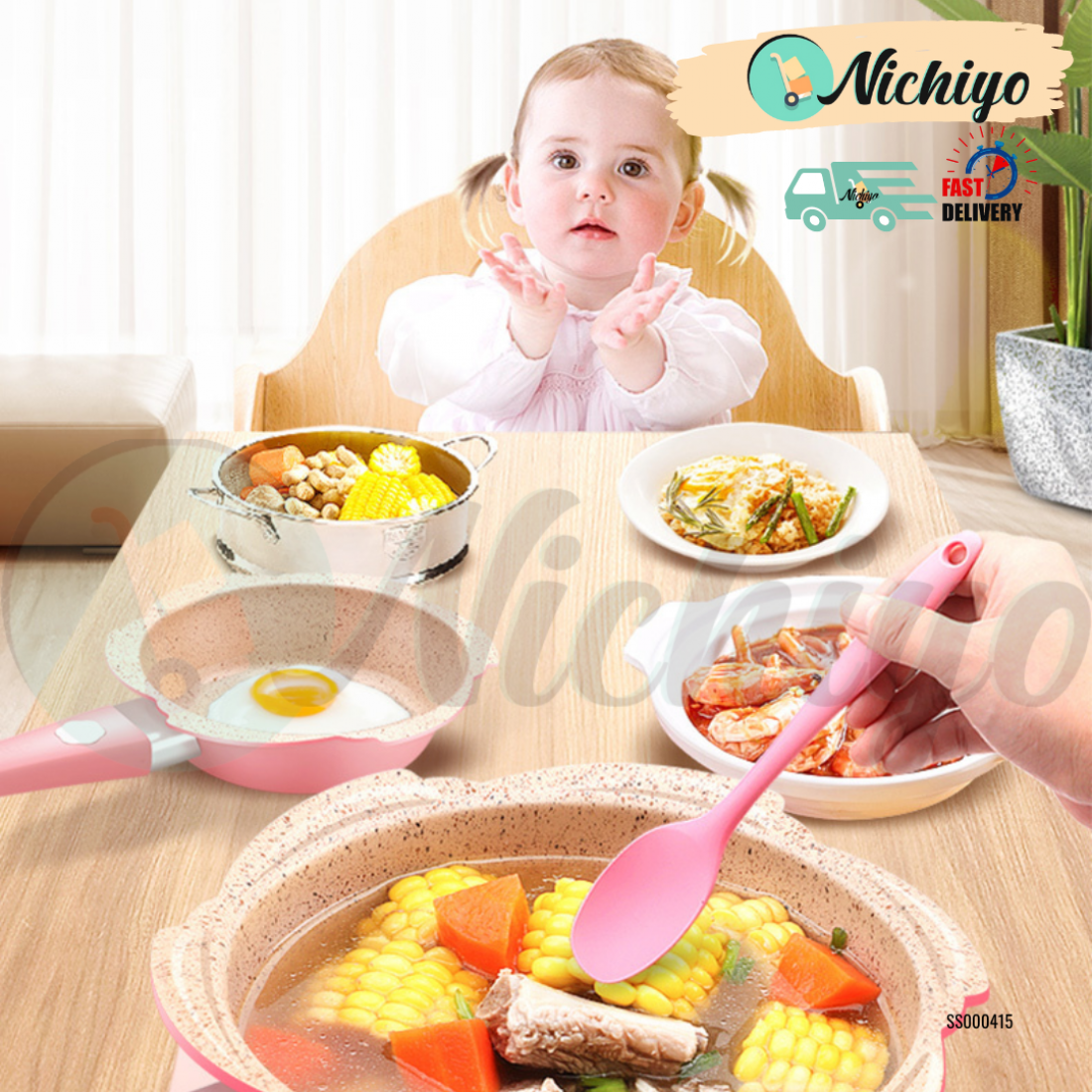 16cm Baby Cookware Set Non-Stick Pot Supplementary Food Pans NonStick Baby Cooking Pans with Steam Tray