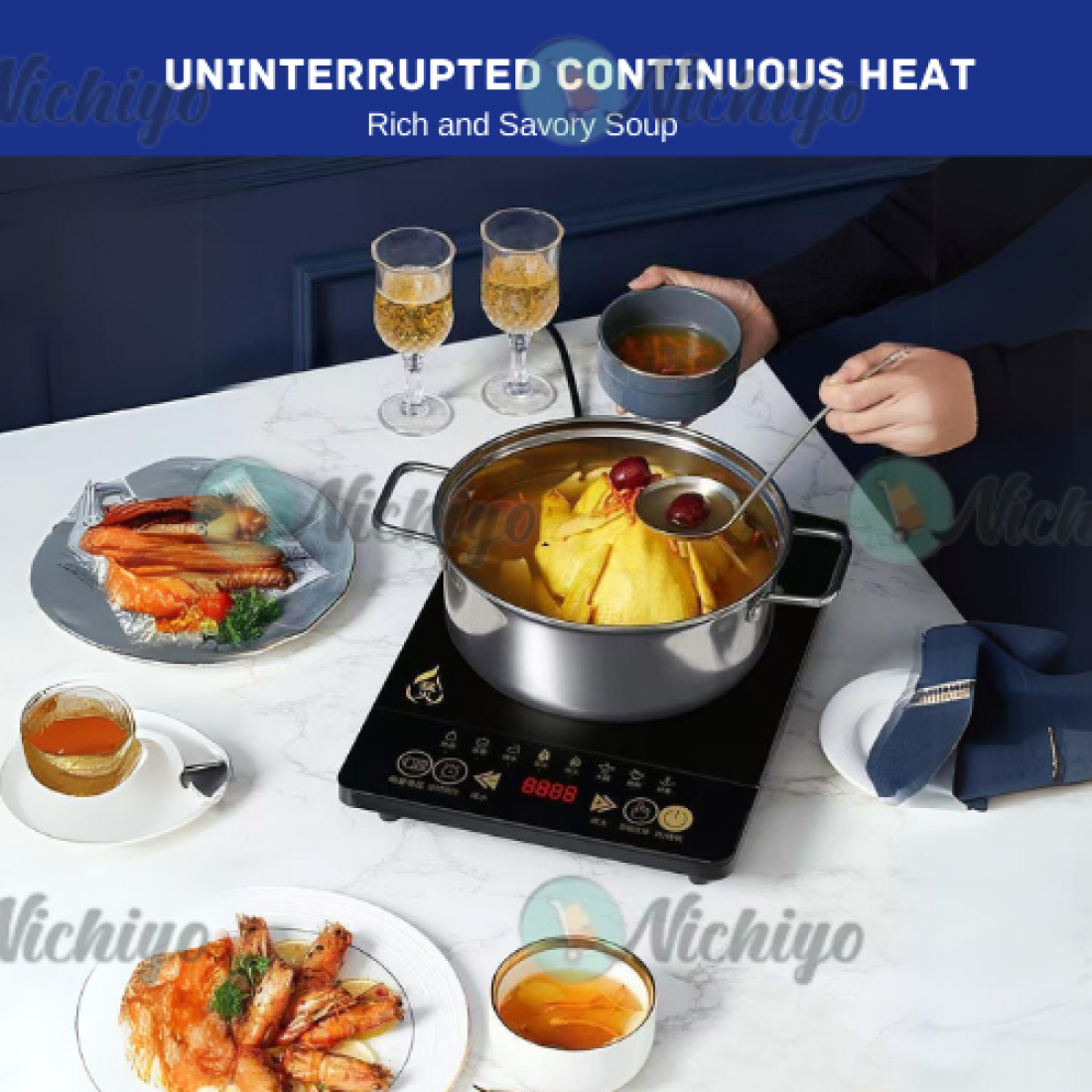 2200W Durable Electric Induction Cooktop Heating Plate Portable Induction Cooker