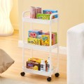 3 Tier Multifunction Trolley Storage Rack with Wheels Office Shelves Home Kitchen Troli Barang