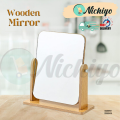 Minimalist Wooden Desk Mirror 360° Swivel Single-Sided Portable Foldable Makeup Mirror 简约木质桌面化妆镜可旋转