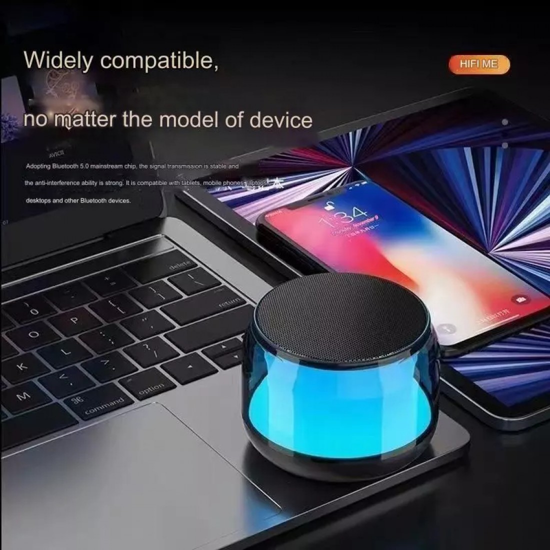 RGB Bluetooth Speaker Sci-Fi Cool Multi-Functional Wireless Bass Speaker Outdoor Portable Mini Speaker