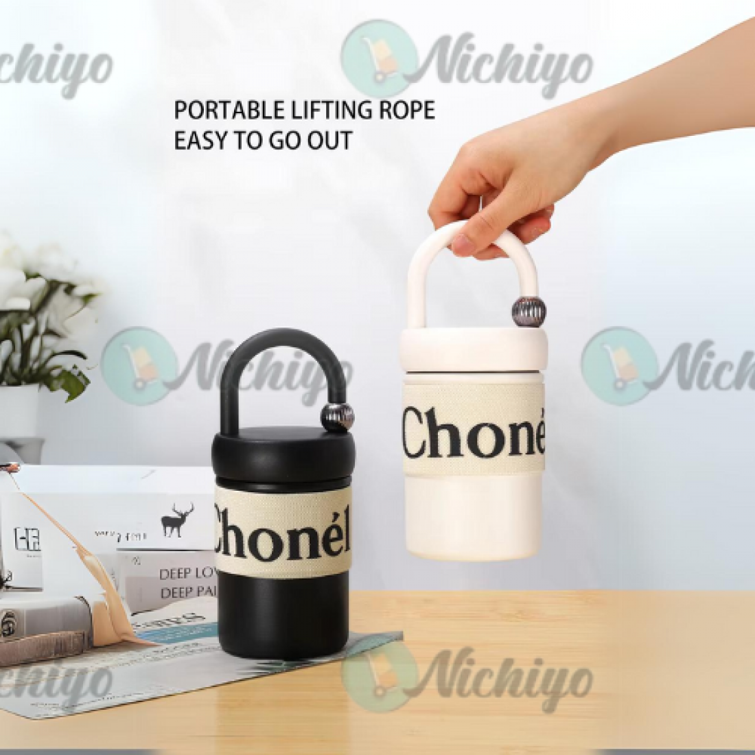 CHONEL 400ml Portable 316 Stainless Steel Insulated Thermos Cup Coffee Tumbler Winter Lovers Water Bottle