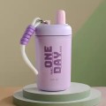 400ml Portable Thermos Mug Stainless Steel Insulated Cup with Straw and Rope Water Bottle