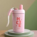 400ml Portable Thermos Mug Stainless Steel Insulated Cup with Straw and Rope Water Bottle