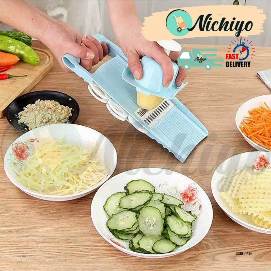 5 in 1 Multi-Functional Vegetable Grater Cutter With Stainless Steel Blade Pemotong Sayur