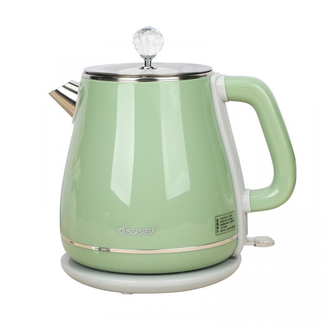 220V 1.8L Retro Electric Kettle Double Layer Anti-Scalding 304 Stainless Steel Auto Power Off