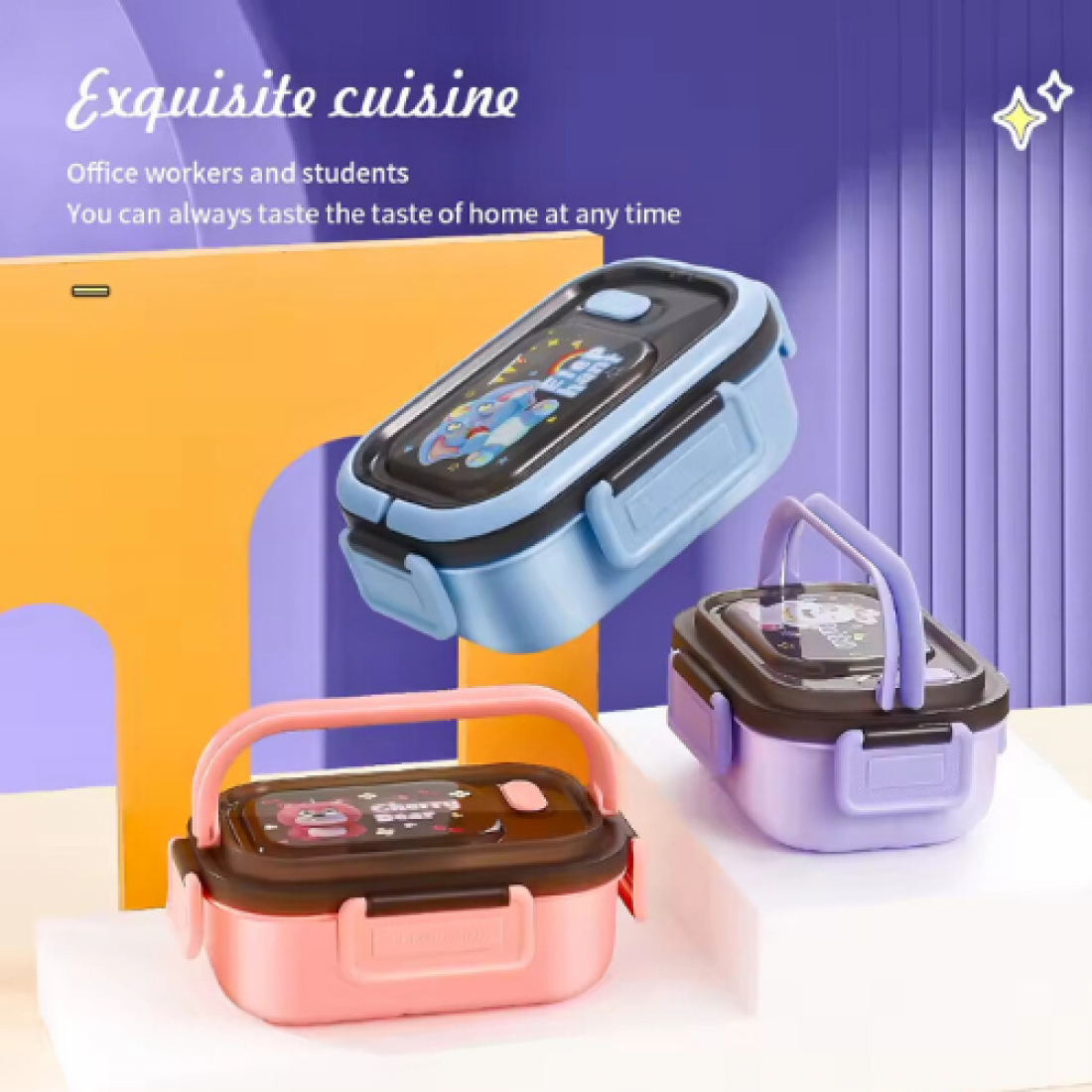 1200ML  Leakproof Insulated Bento-Style Stainless Steel Stackable Lunch Box| 3 Grid Lunch Box