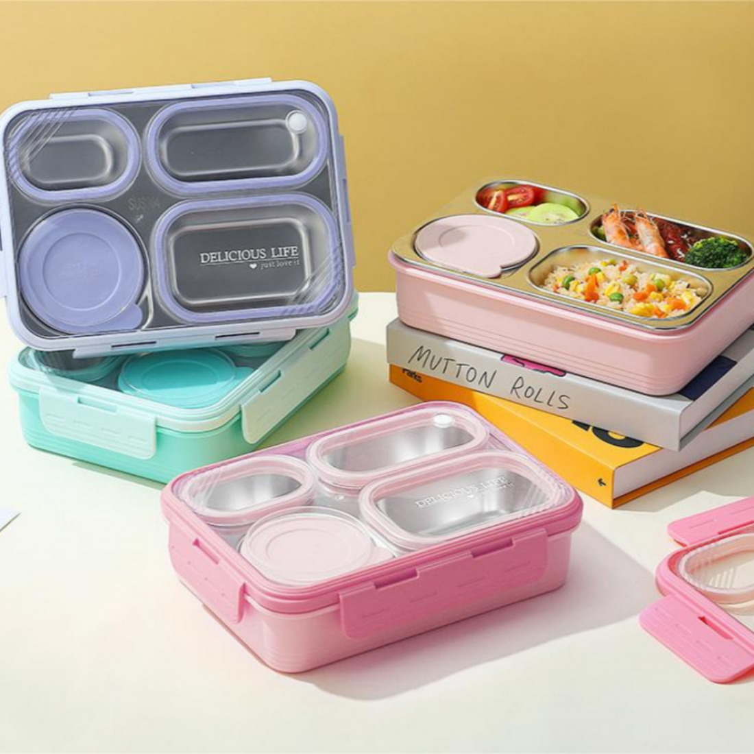 800ml Lunch Box Leak-Proof BPA-Free Microwave Safe with Compartments Durable Eco-Friendly