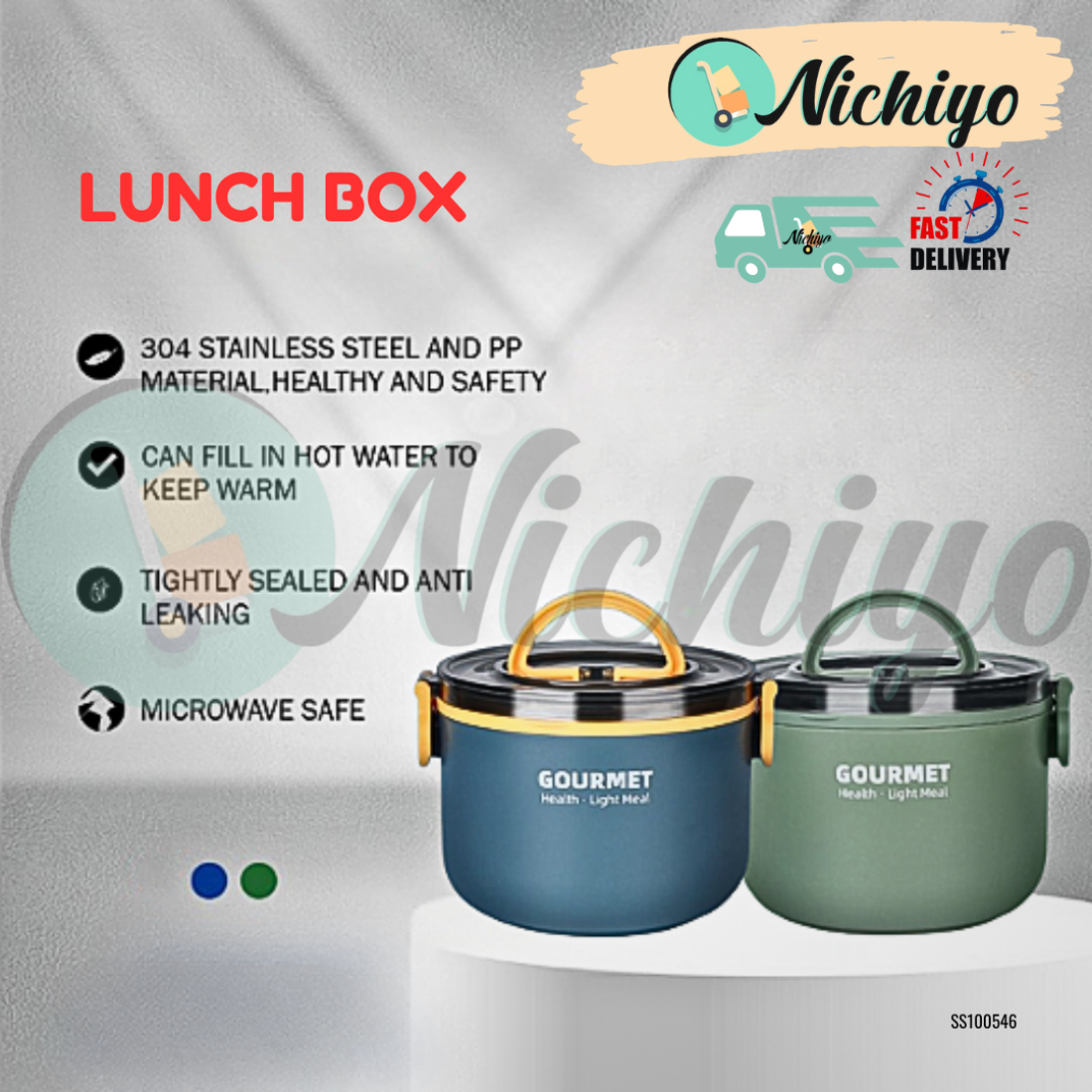 1L Single Layer Lunch Box Insulated Lunch Bucket 304 Stainless Steel Food Grade for Office Student Worker