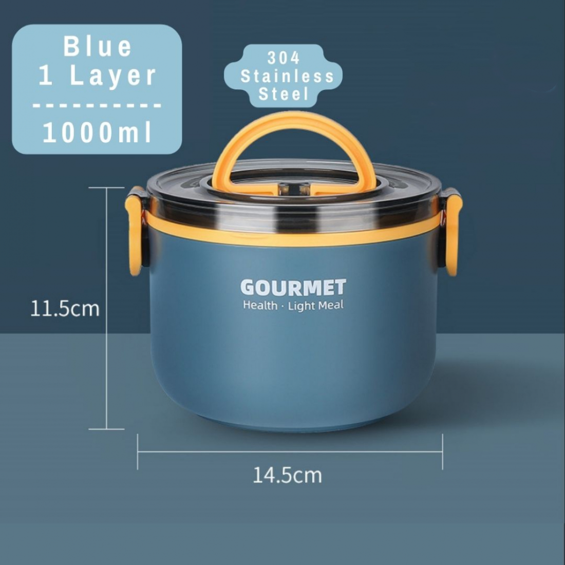 1L Single Layer Lunch Box Insulated Lunch Bucket 304 Stainless Steel Food Grade for Office Student Worker