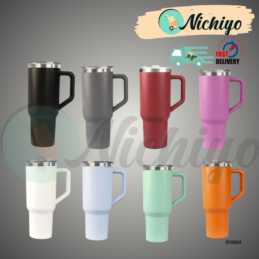 1200ml Large Stainless Steel Drinking Cup with Straw Vacuum Insulated Coffee Tumbler with Handle