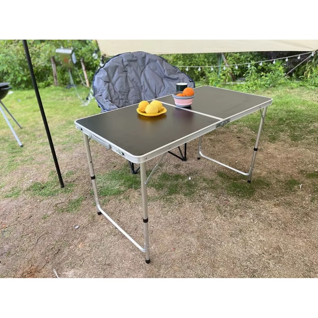 Ultimate Space-Saving Foldable Desk Black Camping Table Portable Adjustable Compact Outdoor Picnic Table