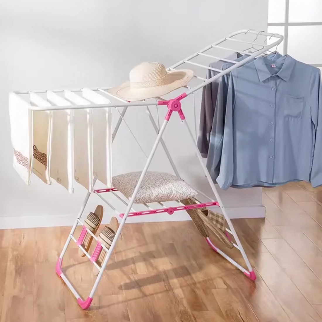 Foldable Clothes Drying Rack Space-Saving Laundry Dry Line Rack Portable Clothes Dryer